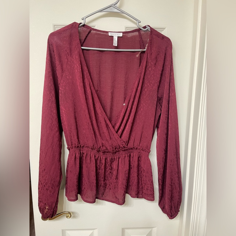maroon cinched blouse